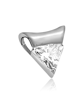 pendant-1ct triangle cut stone in 14K Solid White Gold