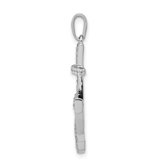 Prong Set Round Diamond Anchor Pendant in 14K White Gold
