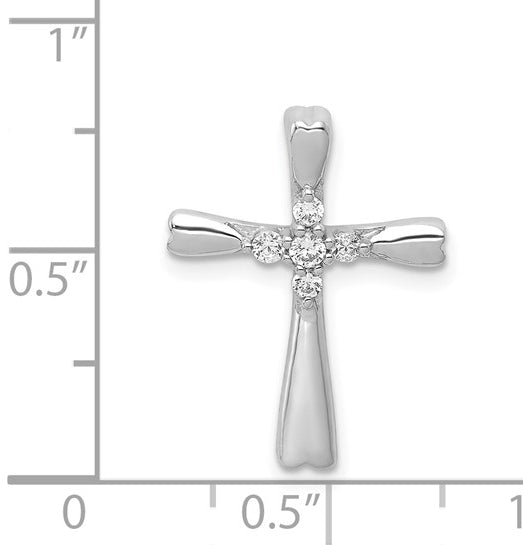 14k white gold diamond cross slide pendant