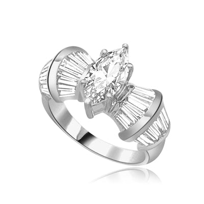 ring with marquise center surrounded by baguettes