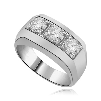 round cut brilliant stones White Gold man's rings