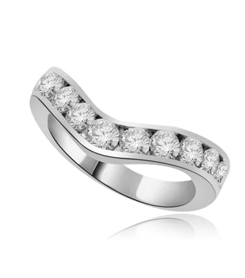 V-shape with eleven round stones white gold ring