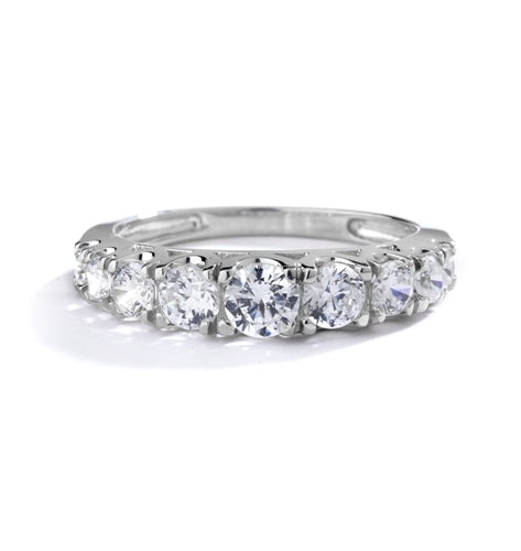 Designer Band with Beautifully set Graduating Round Diamond Essence. 1.10 Cts T.W. set in 14K Solid White Gold.