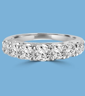 Designer Band with Beautifully set Graduating Round Diamond Essence. 1.10 Cts T.W. set in 14K Solid White Gold.