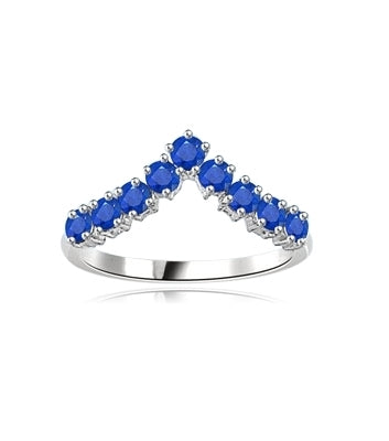 Stacking Rings-V-shaped Sapphire rings in White gold
