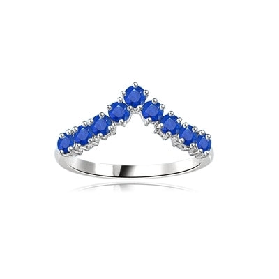 Stacking Rings-V-shaped Sapphire rings in White gold