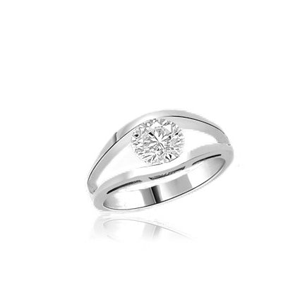 Subtle and strong Friendship Ring, 1.0 Ct. T.W. with a delicate Round Solitaire nestled in stylish split shank of 14K Solid White Gold.