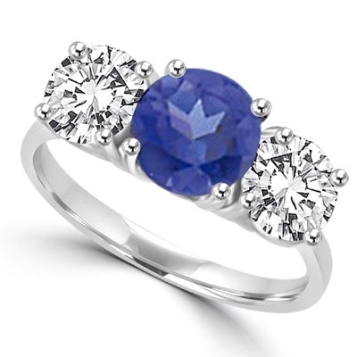 sapphire three stone white gold ring