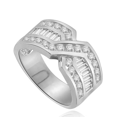 Tenderly- Emerald 14K Solid White Gold ìXî ring 2.5 cts.t.w