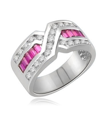 Tenderly- Ruby 14K Solid White Gold ìXî ring 2.5 cts.t.w
