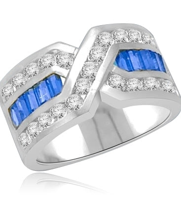 Tenderly- Sapphire 14K Solid White Gold ìXî ring 2.5 cts.t.w