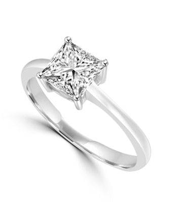 1 ct princess cut stone in white gold ring