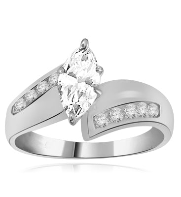 Marquise Ring 1.5 ct of round diamond in 14K Solid White Gold