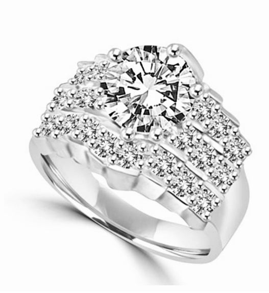 2.0 carat triple band in 14K Solid White Gold