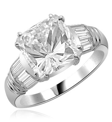 cushion cut stone ring in white gold