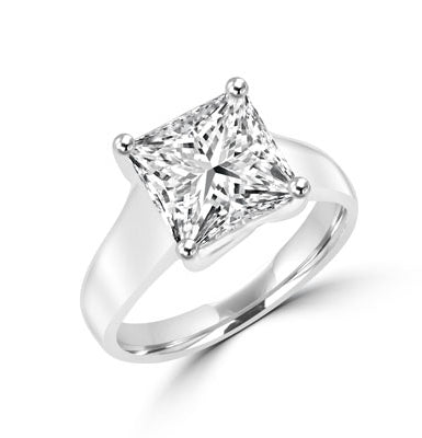 3.5 ct princess cut stone in white gold ring