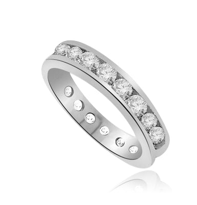 dimonds encircle-set weddingband of Solid White Gold