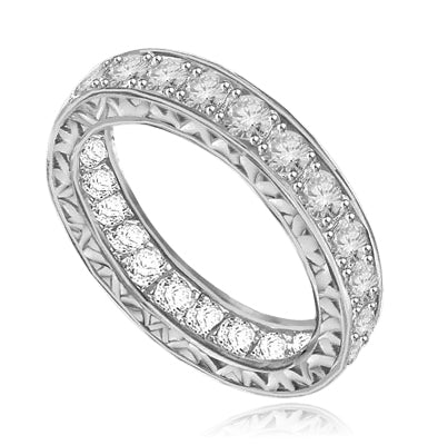 Eternity band with filigreed sides in white gold