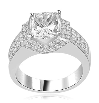 Scintillation-Dazzling ring with a dramatic prong-set 2.5 ct. in 14K Solid White Gold