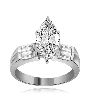 Marquise-cut Diamond Essence gem & baguettes ring