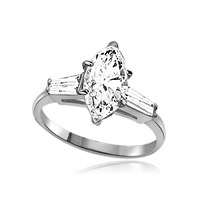 ring with 1ct marquise stone and baguettes on side