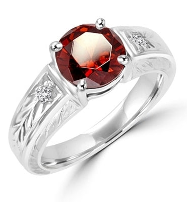 Diamond Essence Designer Ring with 2.0 ct. Chocolate stone in center with a round stone on each side the band. 2.10 cts. T.w. set in 14K Solid White Gold.