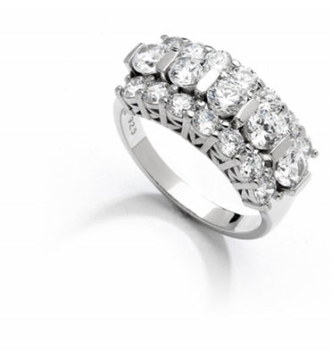 Wide Band Round Sparkles on Display - 2.5 Cts. T.W. In 14k Solid White Gold.
