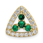 Emerald and lab-grown diamonds triangle pendant in 14K yellow gold by Diamond Essence