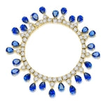 Diamond Essence dazzling Bracelet, 7.25" long. 1.0 Ct. each Sapphire Essence Stone dangling from Round Brilliant Diamond Essence stone. Appx. 50.0 Cts. T.W. set in 14K Solid Yellow Gold.
