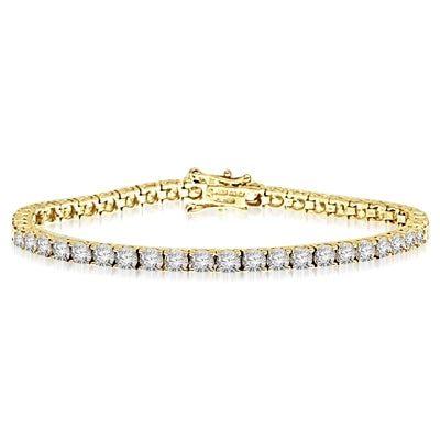 Solid Yellow Gold-Tennis Round brilliant stone bracelet