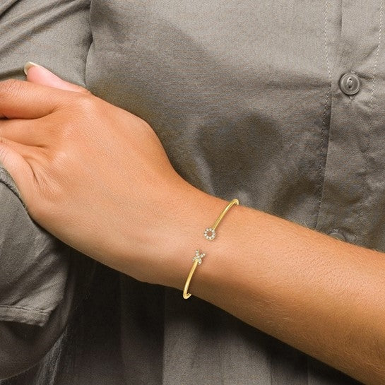 14K gold cuff bracelet. Flexible bracelet. XO sign bracelet. Valentine bracelet. Lab grown diamond bracelet