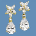 Pear,marquise cut stone-Gold drop earrings