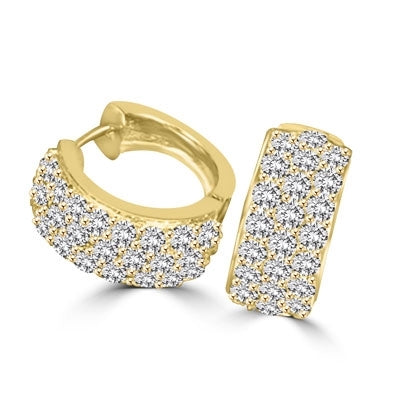 2ct Hoop & round stones earrings in Solid Gold