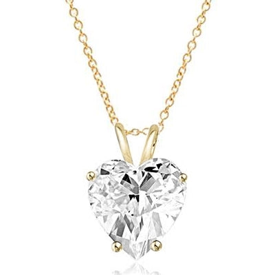 One carat heart-cut Diamond Essence stone set in 14K Solid Gold four prongs. (Also available in 14K Gold Vermeil, Item#VPD1763). Choice of 2,3 and 4 carat available.