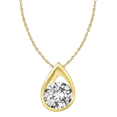 solid gold pendant with rain drop shape