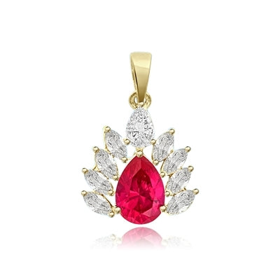 2ct pear cut ruby,marquise cut pendant in solid gold