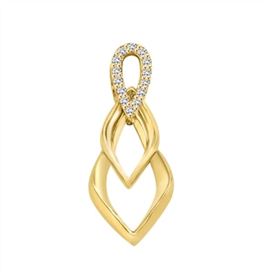 Tear Drop Pendant with Diamond Essence Triple Twist. 0.75 Cts. T.W. In 14k Solid Yellow Gold.