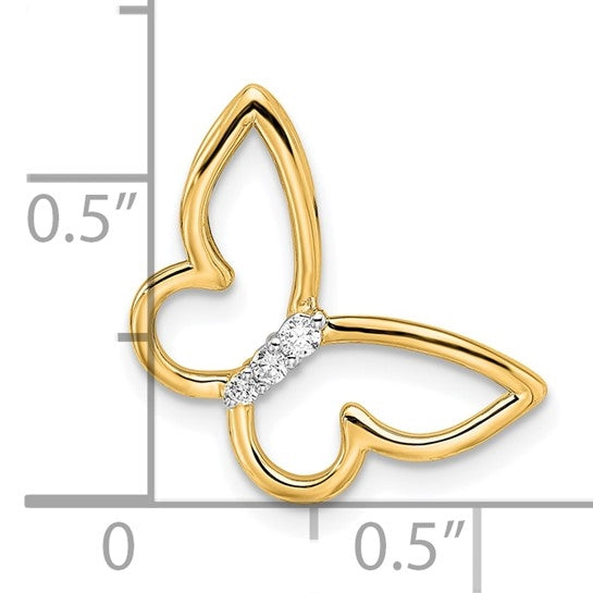 14K gold butterfly pendant with round diamonds
