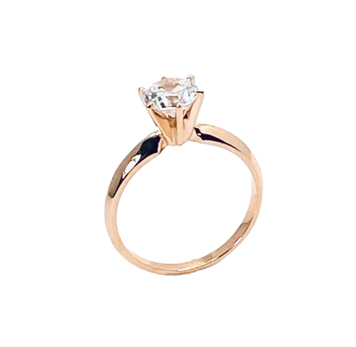 Solitaire rose gold ring with 3 carat stone