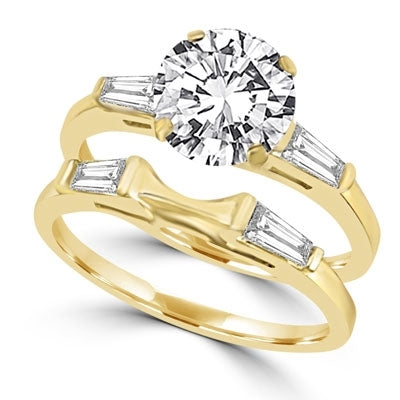 Ring  round stones and baguettes with 'c' curve ring