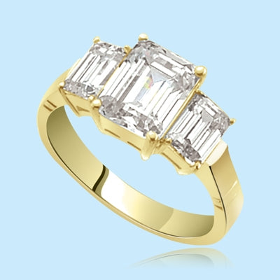 2 ct emerald-cut stone with solid gold