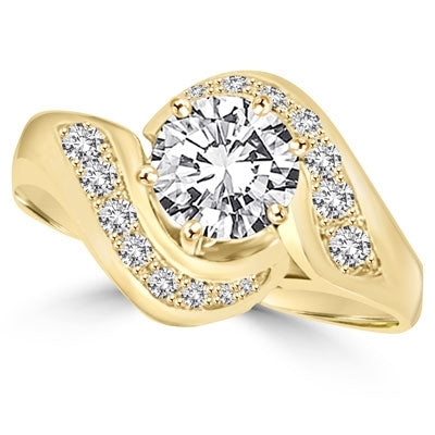 Ring  channel set round diamond in swirl design