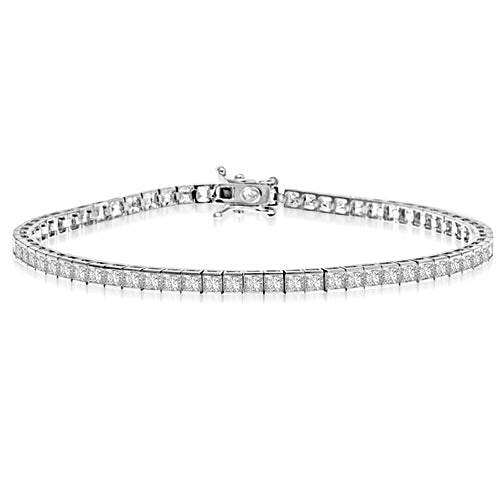 7 Inch Bracelet with princess essence masterpieces crafted in bezel setting set in Platinum Plated Sterling Silver.