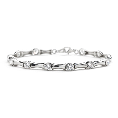 7 Inches Bamboo Bracelet with 14 Diamond Essence Masterpieces Glittering in unique prong and link setting. 3.50 Cts. T.W. Match it with the Bambooty Necklace.