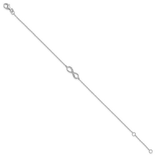 Infinity Bracelet with 0.50 ct. Round Brilliant Diamond Essece Round Stones in  Platinum Plated Sterling Silver.