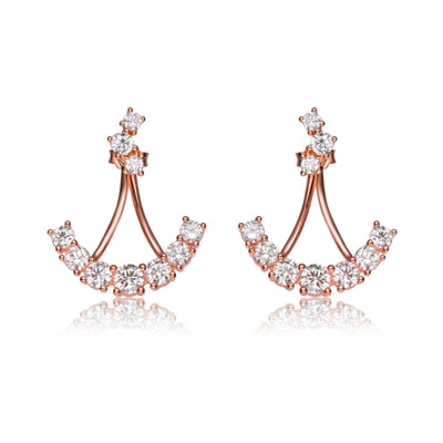 Diamond Essence  Rose Gold Anchor Shaped Earrings In Sterling Silver - SEC8718R