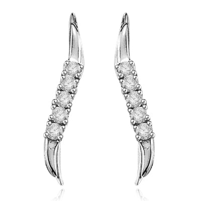 Slim & melee earring in Platinum plated silver