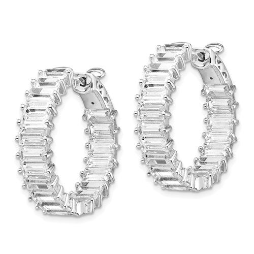 hoop earrings with baguettes in silver