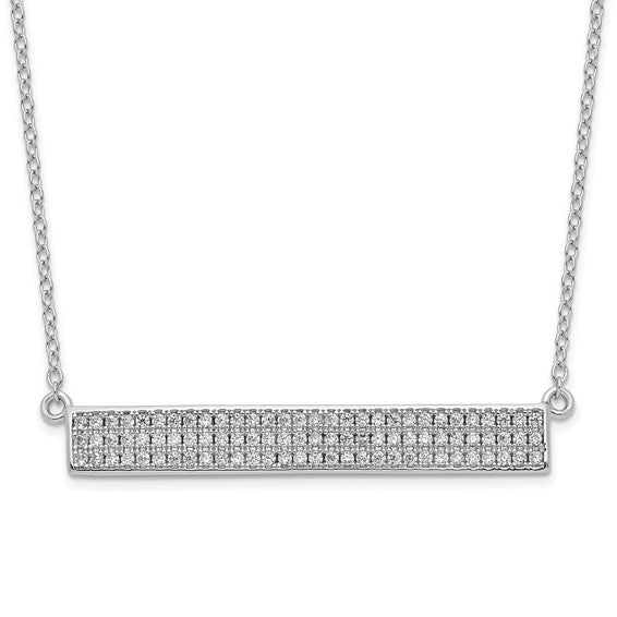 Diamond Essence bar Necklace, 0.5 Cts.T.W. in Platinum Plated Sterling Silver. 90, 1mm round stones
Length-18"