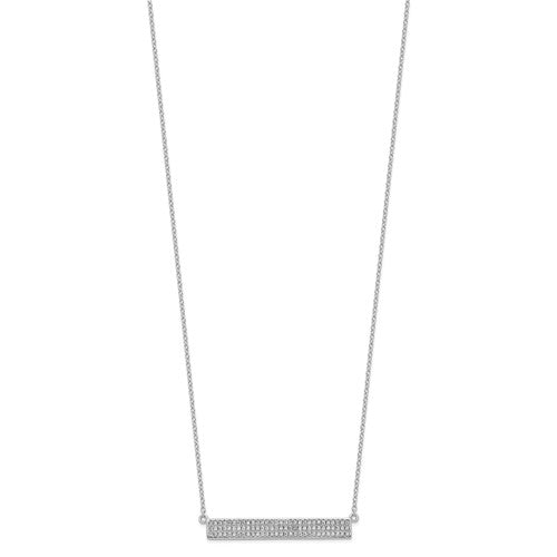 Diamond Essence bar Necklace, 0.5 Cts.T.W. in Platinum Plated Sterling Silver. 90, 1mm round stones
Length-18"